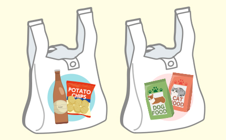 ペット用品とお酒や食品は別の場所に保管しています