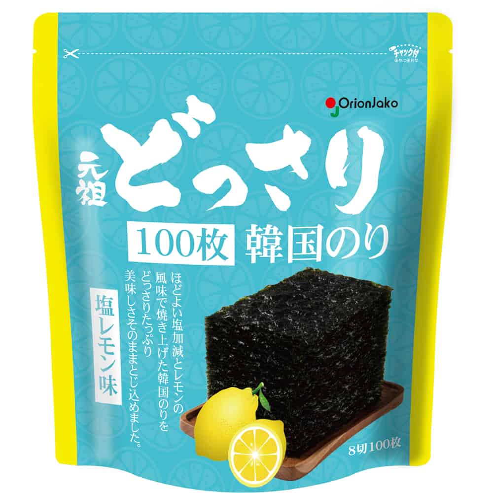 オリオンジャコー どっさり韓国のり 塩レモン 100枚入