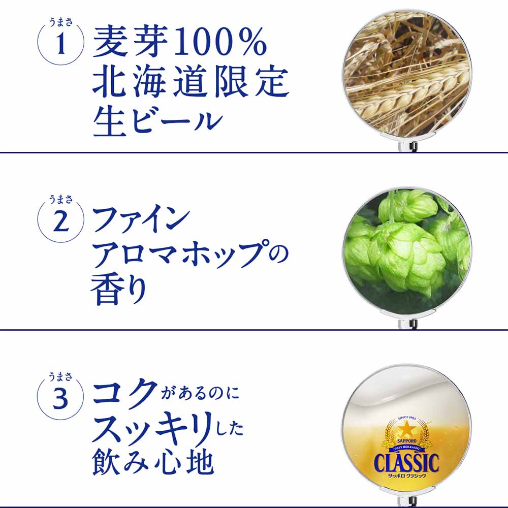 〔3ケースパック〕サッポロ クラシック 500ml×72缶